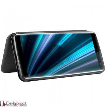 Carbon atverčiamas dėklas - juodas (Sony Xperia Xz3)